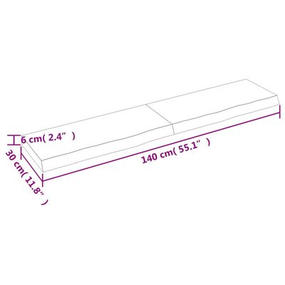 vidaXL vannitoa tasapind, tumepruun, 140x30x(2-6)cm töödeldud täispuit