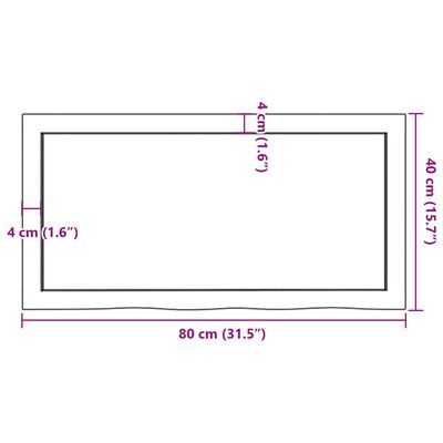 vidaXL lauaplaat, 80 x 40 x (2-6) cm, töötlemata tammepuit