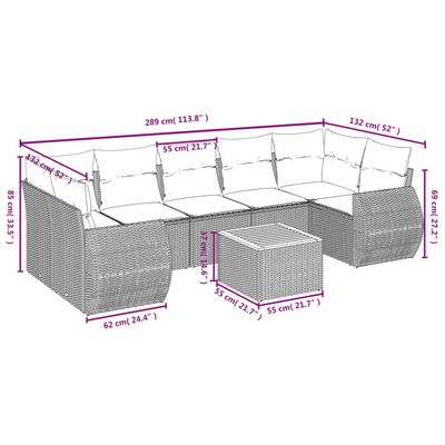 vidaXL 8-osaline aiadiivani komplekt patjadega, must, polürotang