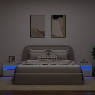 vidaXL öökapid LED-tuledega 2 tk, valge, 50 x 40 x 45 cm