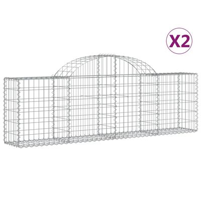 vidaXL kaarekujulised gabioonkorvid 2 tk, 200x30x60/80 cm, raud