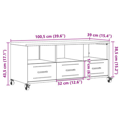 vidaXL telerikapp, antratsiit, 100,5x39x43,5 cm, külmvaltsitud teras