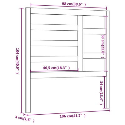 vidaXL voodipeats, hall, 106x4x104 cm, männipuit