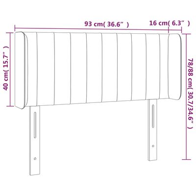 vidaXL voodipeats servadega, must, 93x16x78/88 cm, samet