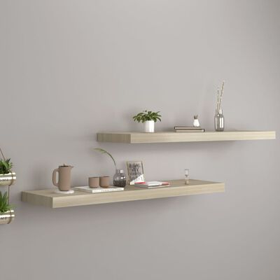 vidaXL seinariiulid, 2 tk, tammevärvi, 90 x 23,5 x 3,8 cm MDF