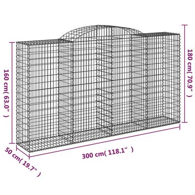 vidaXL kaarekujulised gabioonkorvid 17 tk, 300x50x160/180 cm, raud