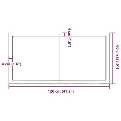 vidaXL vannitoa töötasapind, helepruun, 120x60x(2-4) cm, täispuit