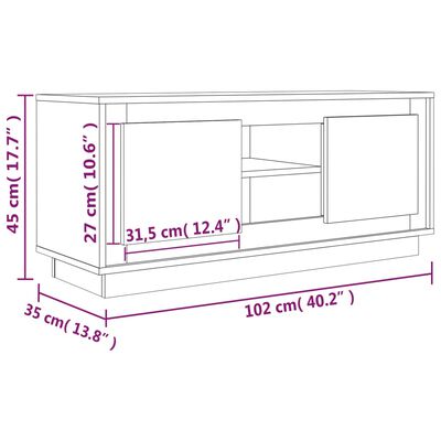 vidaXL telerikapp, hall Sonoma tamm, 102 x 35 x 45 cm, tehispuit