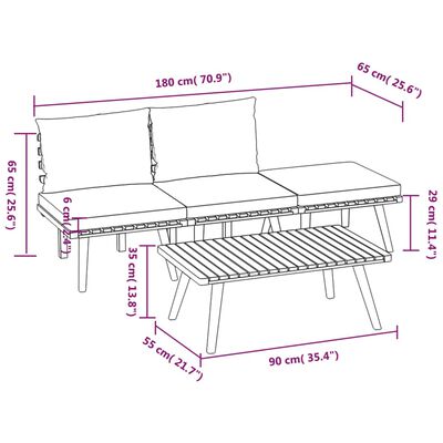 vidaXL 4-osaline aiamööbli komplekt patjadega, akaatsiapuit