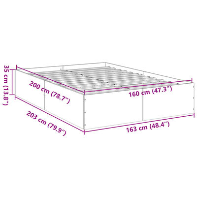 vidaXL voodiraam, hall Sonoma tamm, 160 x 200 cm, tehispuit