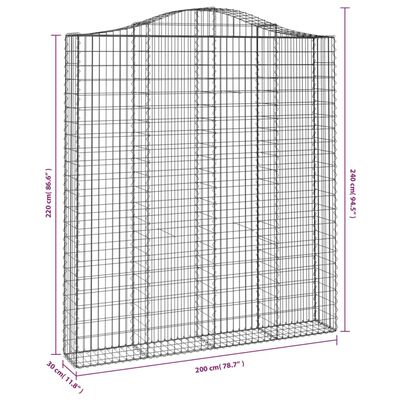 vidaXL kaarekujulised gabioonkorvid 4 tk, 200x30x220/240 cm, raud