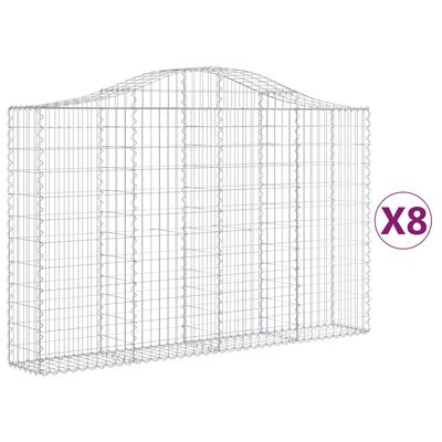 vidaXL kaarekujulised gabioonkorvid 8 tk, 200x30x120/140 cm, raud