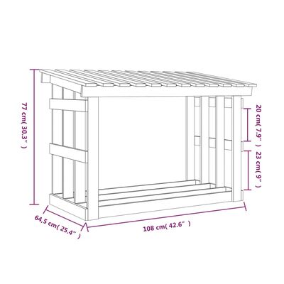 vidaXL küttepuude rest, must, 108x64,5x77 cm, männipuit