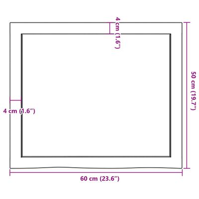 vidaXL vannitoa tasapind, 60 x 50 x (2-4) cm, töötlemata täispuit