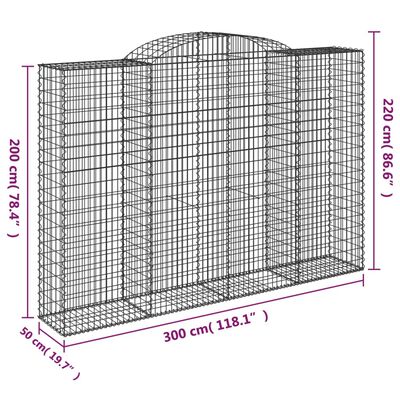 vidaXL kaarekujulised gabioonkorvid 9 tk, 300x50x200/220 cm, raud