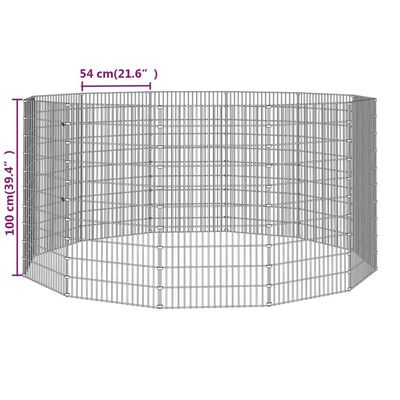 vidaXL loomade aedik 12 paneeli 54x100 cm tsingitud raud