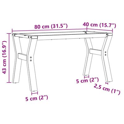 vidaXL kohvilaua jalad, Y-raam, 80 x 40 x 43 cm, malm