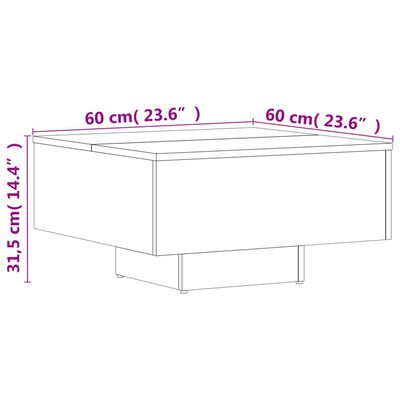 vidaXL kohvilaud, valge, 60 x 60 x 31,5 cm, tehispuit