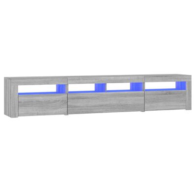 vidaXL telerialus LED-tuledega, hall Sonoma tamm, 210x35x40 cm