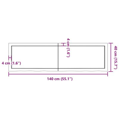 vidaXL vannitoa tasapind, tumepruun, 140x40x(2-6)cm töödeldud täispuit