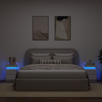 vidaXL öökapid LED-tuledega 2 tk, valge, 35 x 39 x 55 cm