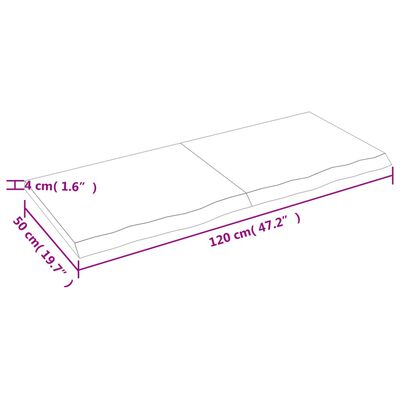 vidaXL seinariiul, helepruun, 120 x 50 x (2-4) cm, töödeldud tammepuit