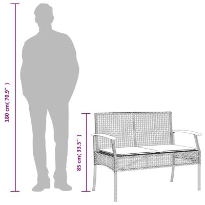 vidaXL 4-osaline aiamööblikomplekt patjadega, hall, polürotang