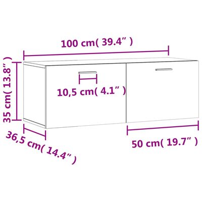 vidaXL seinakapp, valge, 100 x 36,5 x 35 cm, tehispuit