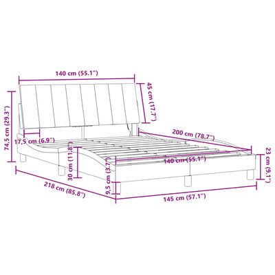 vidaXL voodiraam LED-tuledega, must, 140x200 cm, samet