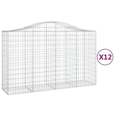 vidaXL kaarekujulised gabioonkorvid 12 tk, 200x50x120/140 cm, raud