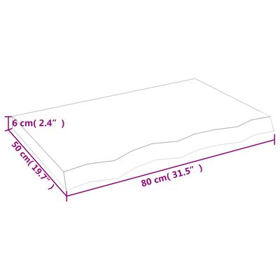 vidaXL vannitoa tasapind, helepruun, 80 x 50 x (2-6) cm, täispuit