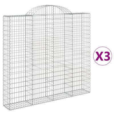 vidaXL kaarekujulised gabioonkorvid 3 tk, 200x30x180/200 cm, raud