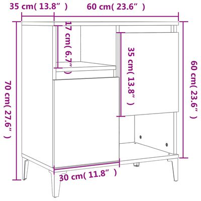 vidaXL puhvetkapp, suitsutatud tamm, 60x35x70 cm, tehispuit