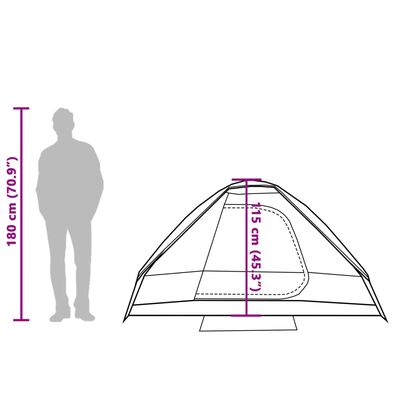 vidaXL matkatelk 2 inimesele, kuppel, hall ja oranž, veekindel