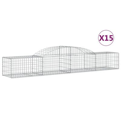 vidaXL kaarekujulised gabioonkorvid 15 tk, 300x50x40/60 cm, raud