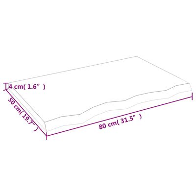 vidaXL vannitoa tasapind, 80 x 50 x (2-4) cm, töötlemata täispuit