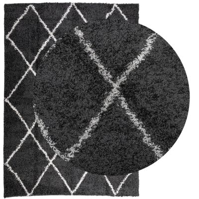 vidaXL kõrge narmaga Shaggy vaip "PAMPLONA", must/kreemjas 140x200 cm