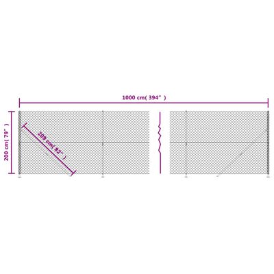 vidaXL võrkaed äärikuga, roheline, 2 x 10 m