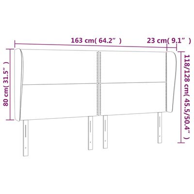 vidaXL voodipeats servadega, tumehall, 163x23x118/128 cm, kangas