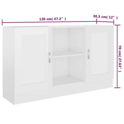 vidaXL puhvetkapp, kõrgläikega valge 120 x 30,5 x 70 cm tehispuit
