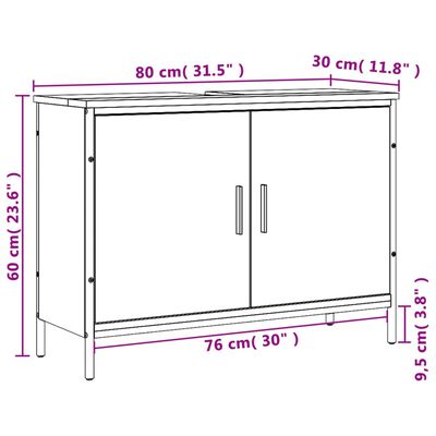 vidaXL valamukapp, hall Sonoma tamm, 80 x 30 x 60 cm, tehispuit