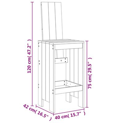 vidaXL baaripukid 2 tk, 40 x 42 x 120 cm, ebatsuuga puit