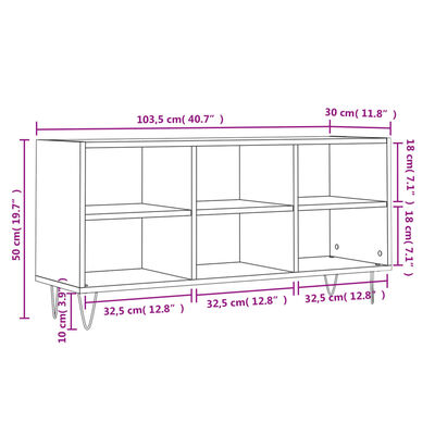 vidaXL telerikapp, must, 103,5 x 30 x 50 cm, tehispuit