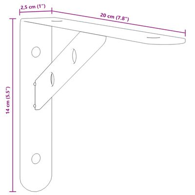 vidaXL riiuliklambrid 4 tk 20x2,5x14 cm hõbedane roostevaba teras