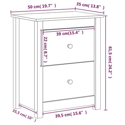 vidaXL öökapid 2 tk, 50 x 35 x 61,5 cm, männipuit