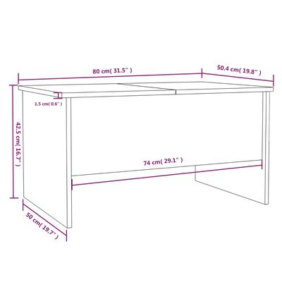 vidaXL kohvilaud, pruun tamm, 80 x 50 x 42,5 cm, tehispuit