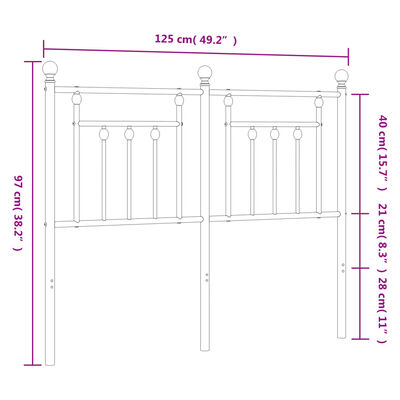 vidaXL metallist voodipeats, must, 120 cm