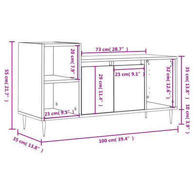 vidaXL telerikapp, hall Sonoma, 100 x 35 x 55 cm, tehispuit