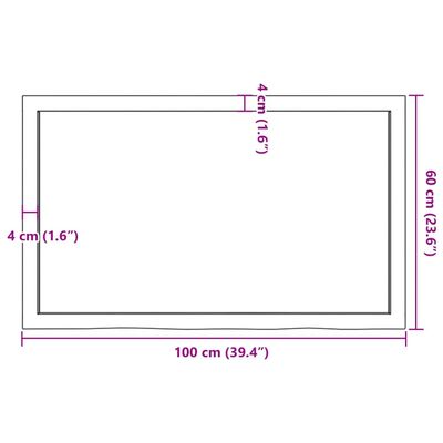 vidaXL vannitoa töötasapind, helepruun, 100x60x(2-6) cm, täispuit