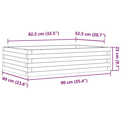 vidaXL aia taimekast, 90x60x23 cm, ebatsuuga puit